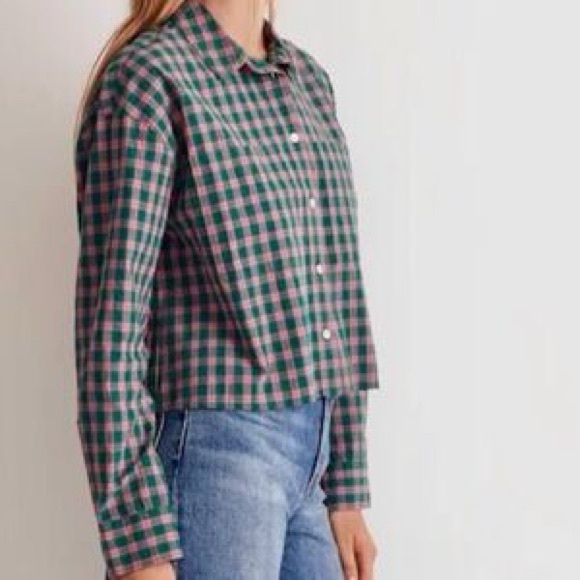 Madewell The Signature Poplin Crop Shirt in Plaid - Picture 2 of 6